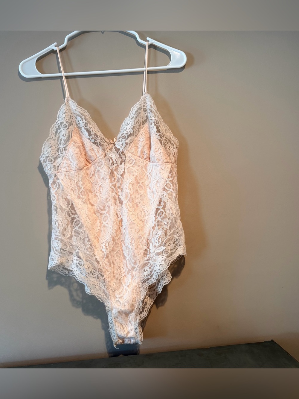 1970s Vintage Lace Pink Bodysuit